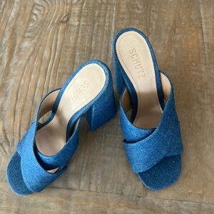 SCHUTZ Denim Blue Women's Mules